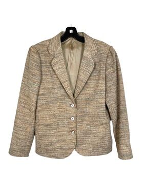Vintage Sachel Wool Blend Tweed Blazer Neutral Tan Women’s S
